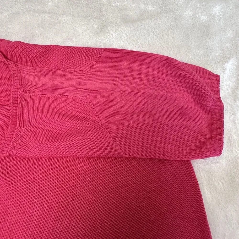 Maria Di Ripabianca Women Fuchsia Knit 100% Cotton Short Sleeve Sweater Sz 44/8